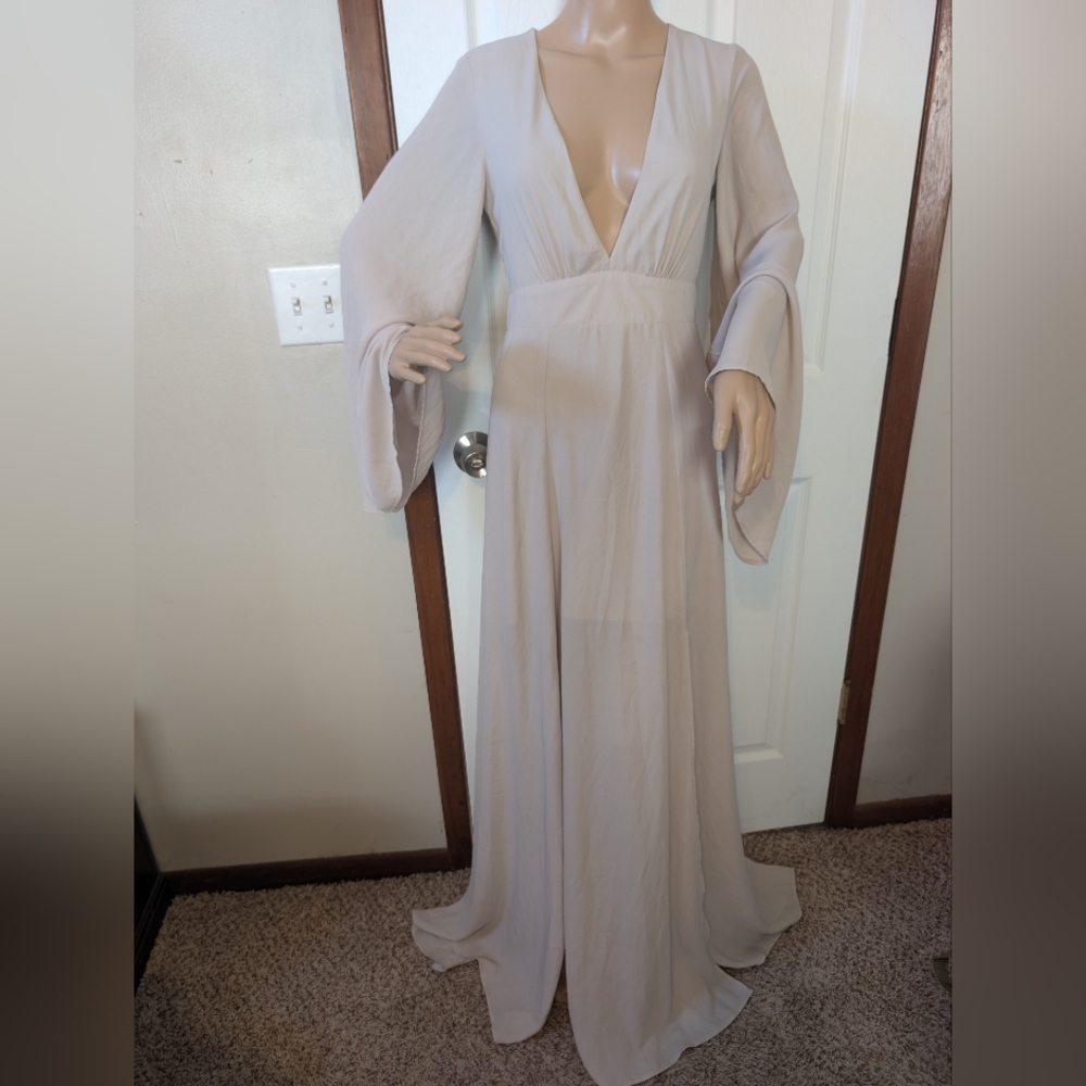 Show Me Your MuMu Beige/Cream Venus Long Sleeve Flare Dress size small
